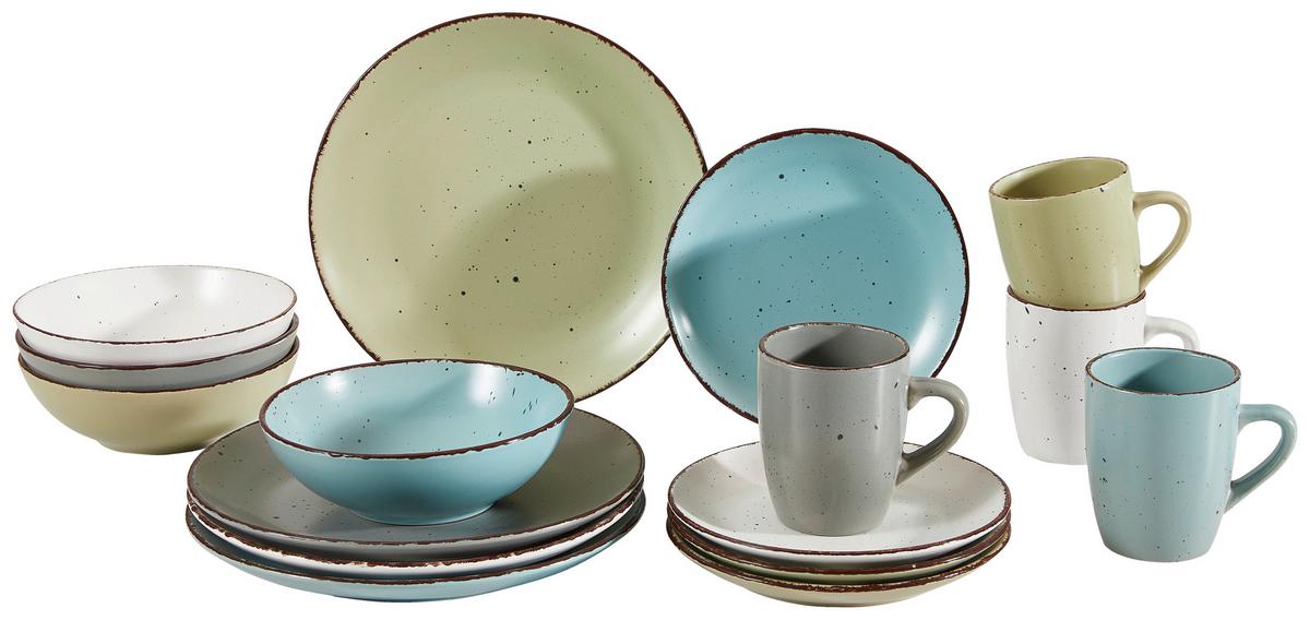 SERWIS OBIADOWO-ŚNIADANIOWY SEGOWIA - różnokolorowy, Konventionell, ceramika - Creatable