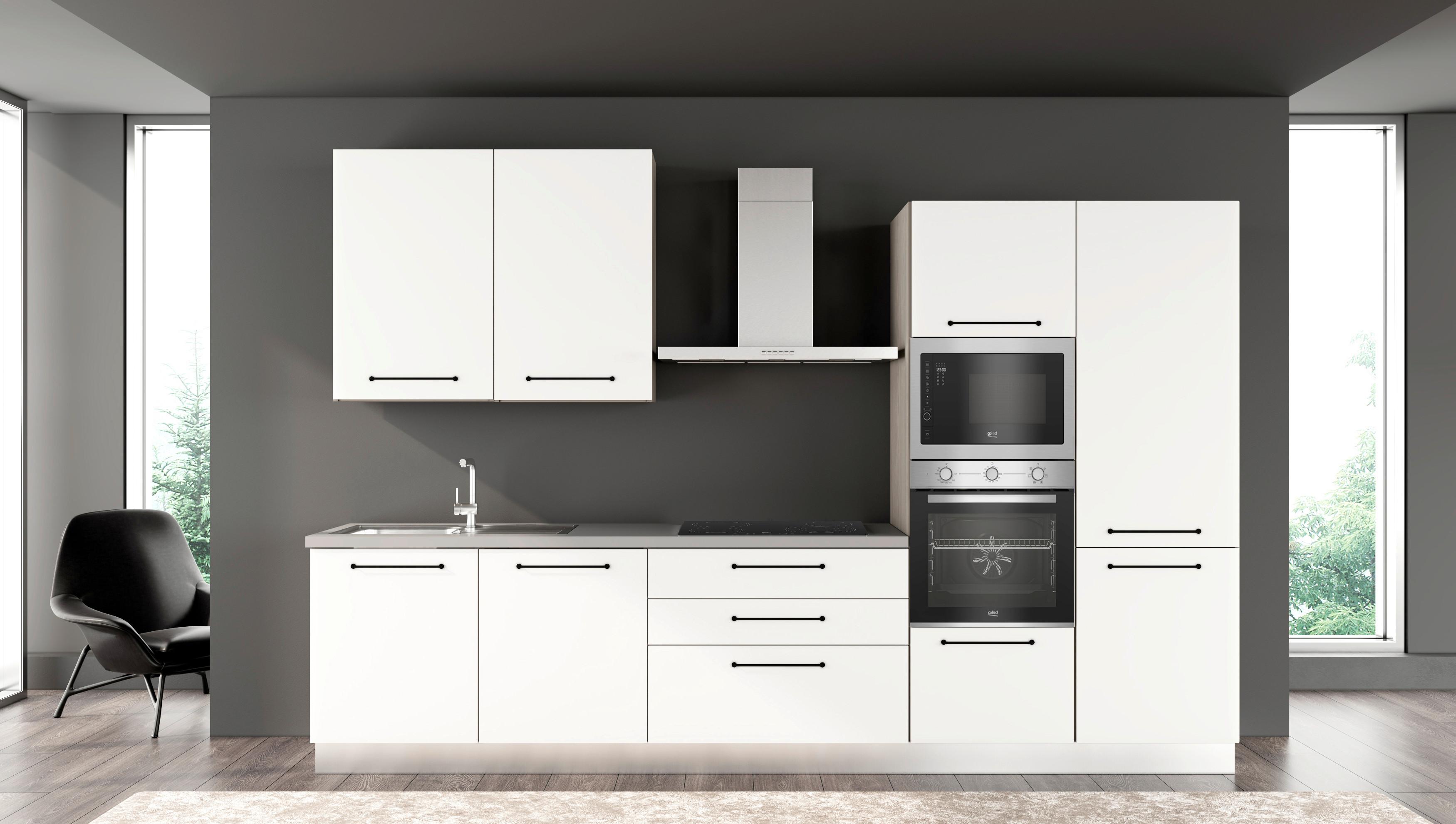 Blok Kuhinja S Aparatima Line 330 - bijela/siva, Konvencionalno, drvo/metal (330/216-240/60cm)