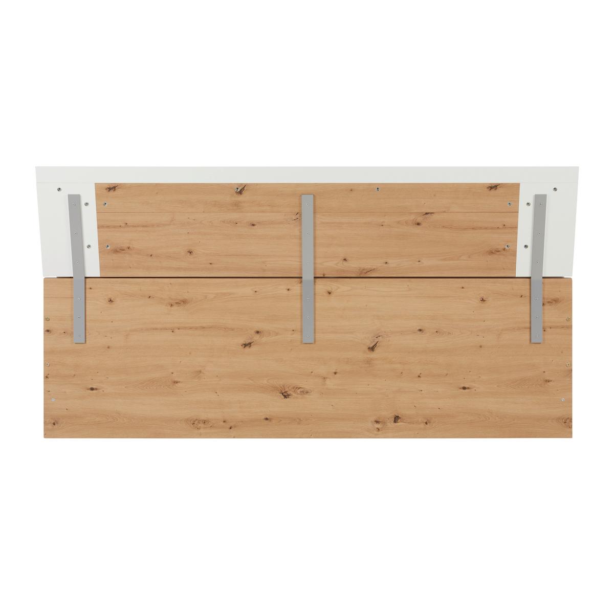 Stauraumbett in Weiß/Eiche Artisan - Eiche Artisan/Weiß, KONVENTIONELL, Holzwerkstoff (180/200cm) - Mömax