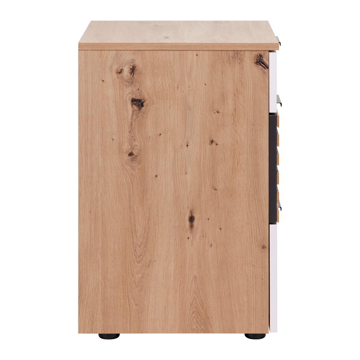 Nachtkästchen Leo Graphit/Weiß/Eiche Artisan - Schwarz/Graphitfarben, KONVENTIONELL, Holzwerkstoff/Kunststoff (54/61/41cm) - Premium Living