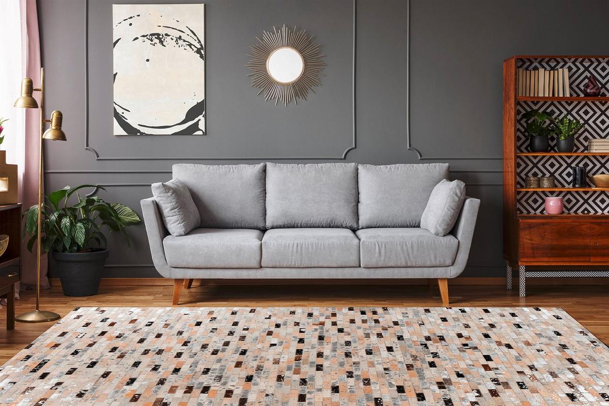 FLACHWEBETEPPICH LAVIN 525 SCHWARZ / MULTI - Multicolor/Schwarz, Konventionell, Leder (160/230cm) - Kayoom