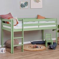 Hochbett ECO COMFORT Grün ca. 90x200 cm - Naturfarben/Grün, MODERN, Holz (90/200cm) - MID.YOU