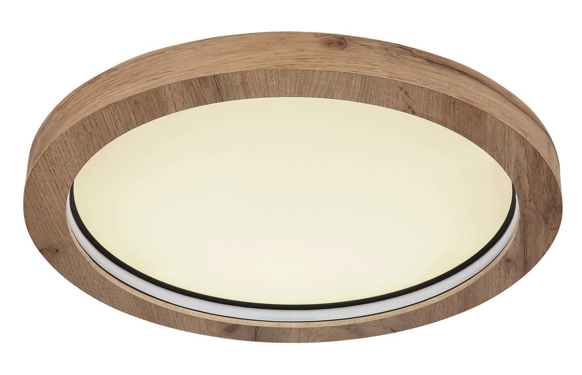 LED-DECKENLEUCHTE 41374-24R - Dunkelbraun/Opal, Natur, Holzwerkstoff/Kunststoff (40/6,5cm) - Globo