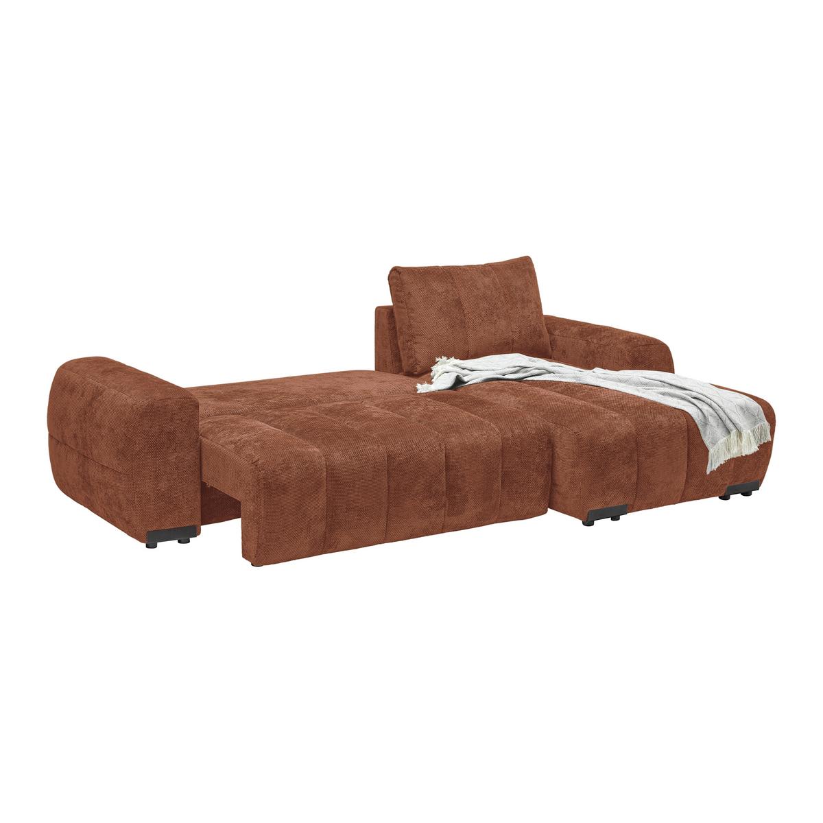 Wohnlandschaft Bolonia Terracotta - Schwarz Hochglanz/Terracotta, MODERN, Textil/Metall (273/93/166cm) - Mömax