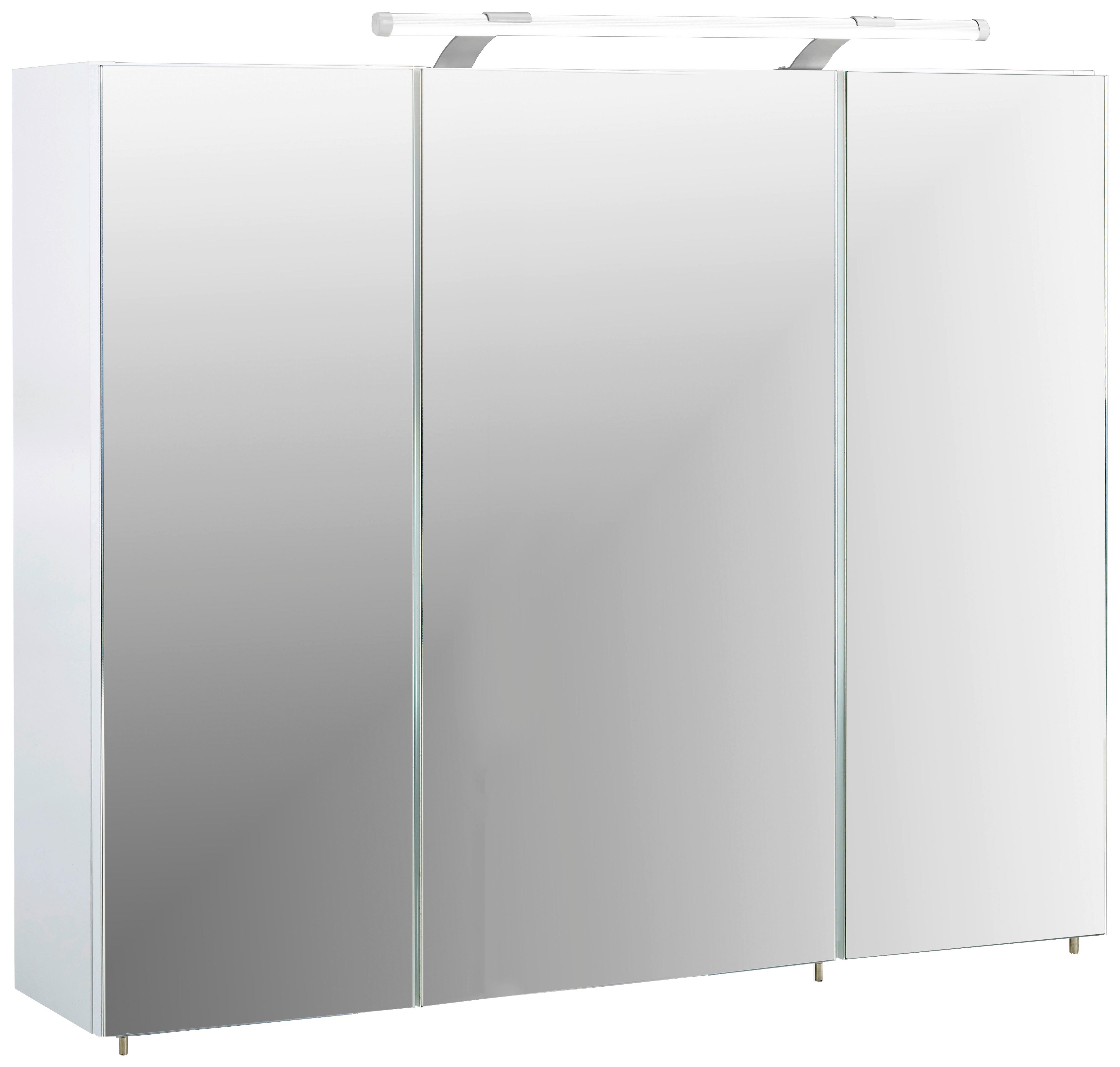 Spiegelschrank Dorina 900 mit LED Weiß - Silberfarben, MODERN, Glas/Holzwerkstoff (90/75,7/16cm) - MID.YOU