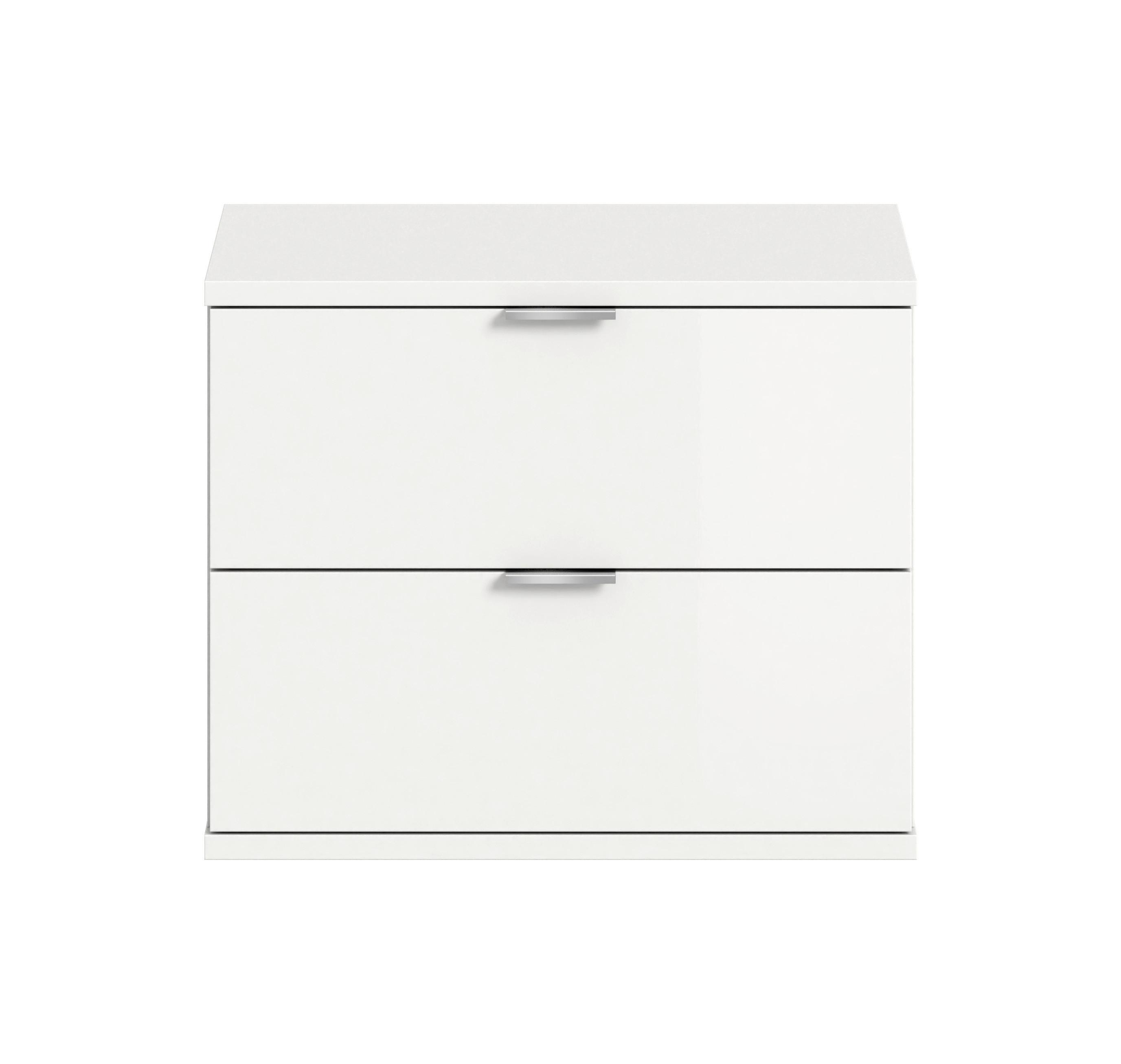 SCHUHBANK PROJEKT X - Weiss Hochglanz/Chromfarben, Design, Holzwerkstoff/Kunststoff (52/42/32cm) - Livetastic