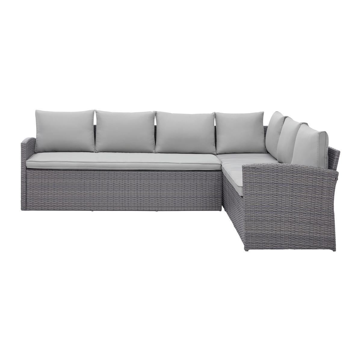 Loungegarnitur-Set Marrakesch 2 Grau aus Kunststoffgeflecht - Hellgrau/Schwarz, Modern, Glas/Kunststoff (240/70/181cm) - Mömax