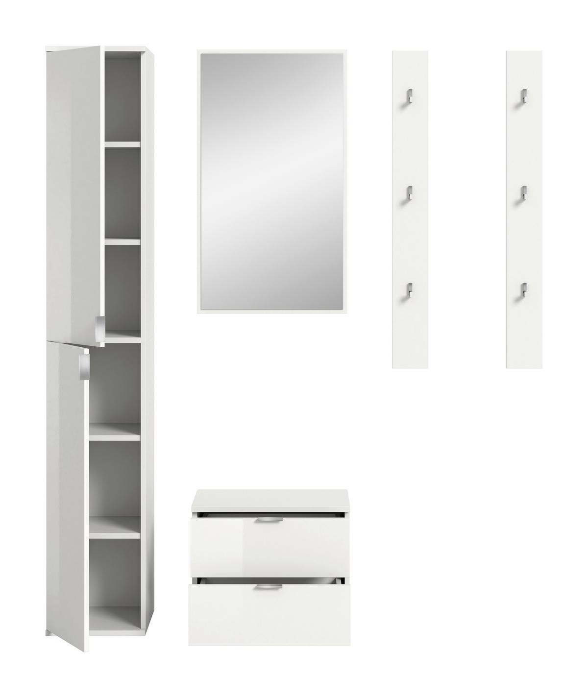 GARDEROBE PROJEKT X - Weiss Hochglanz/Weiss, Design, Holzwerkstoff (148/193/34cm) - Livetastic