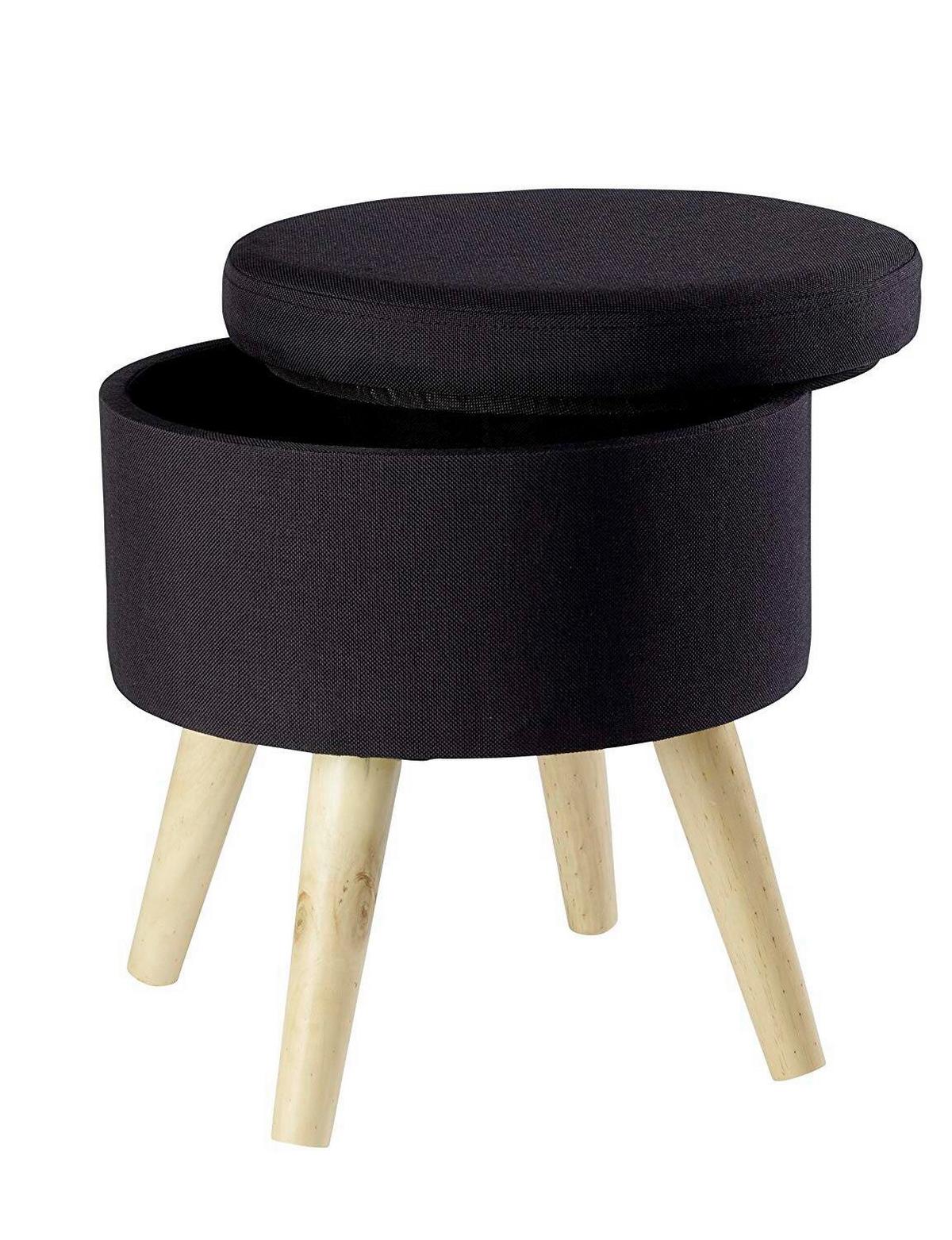 Hocker Max Schwarz mit Stauraum - Schwarz, Design, Holz/Textil (32,5/36/32,5cm) - Echtwerk