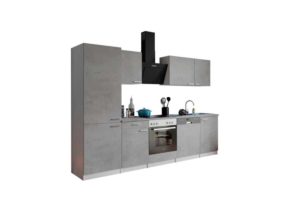 Küchenblock Malia m. Geräten Grau/Weiß - Edelstahlfarben/Weiß, Basics, Holzwerkstoff/Metall (280cm) - Respekta