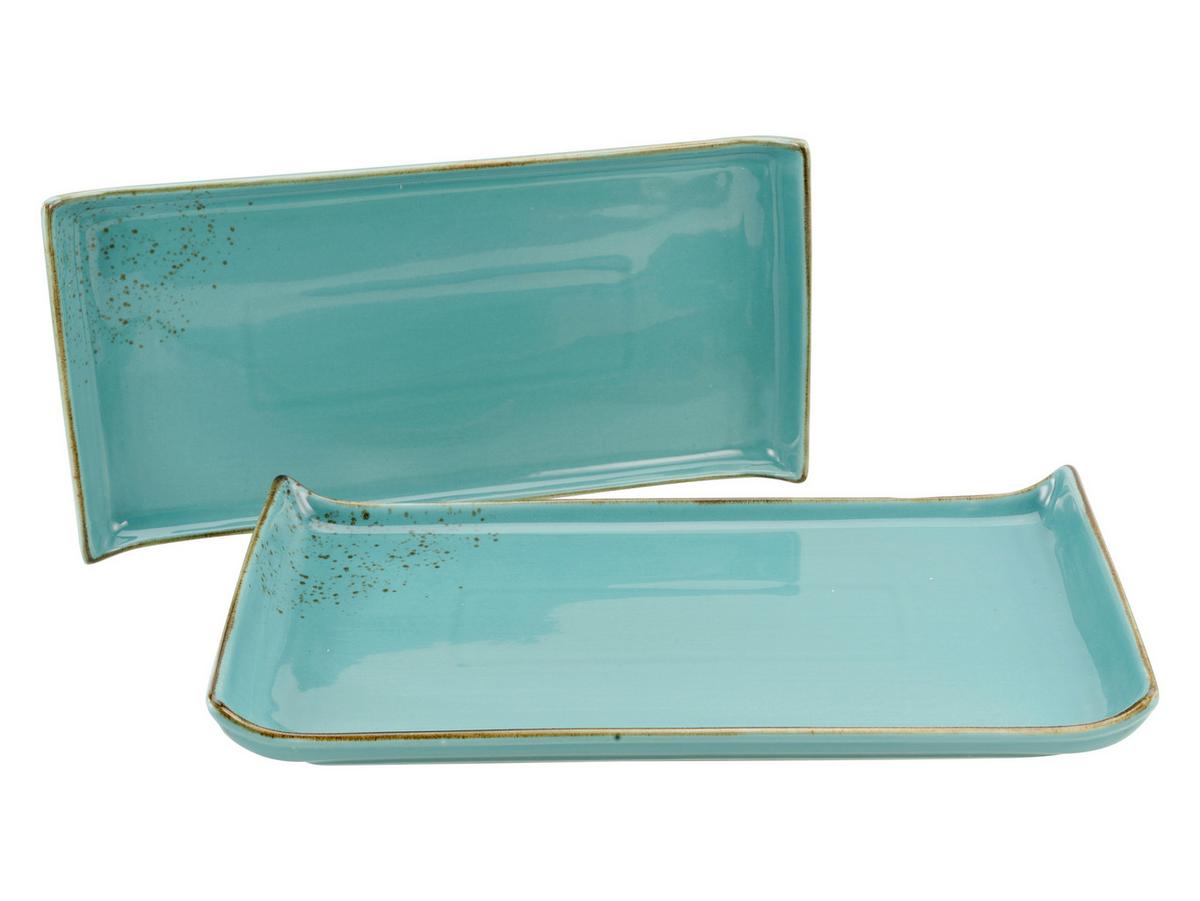 Set Pladnjev Za Serviranje Water, 2-Delni - turkizna, Trend, keramika (16,5/33cm) - Creatable