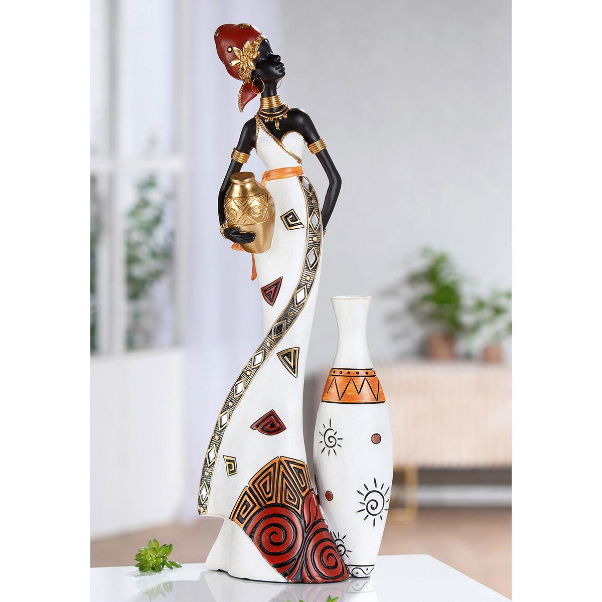Skulptur Figur Schönheit Imara Orange/Rot/Schwarz/Weiß - Rot/Schwarz, Basics, Kunststoff (16,5/44/9,5cm)