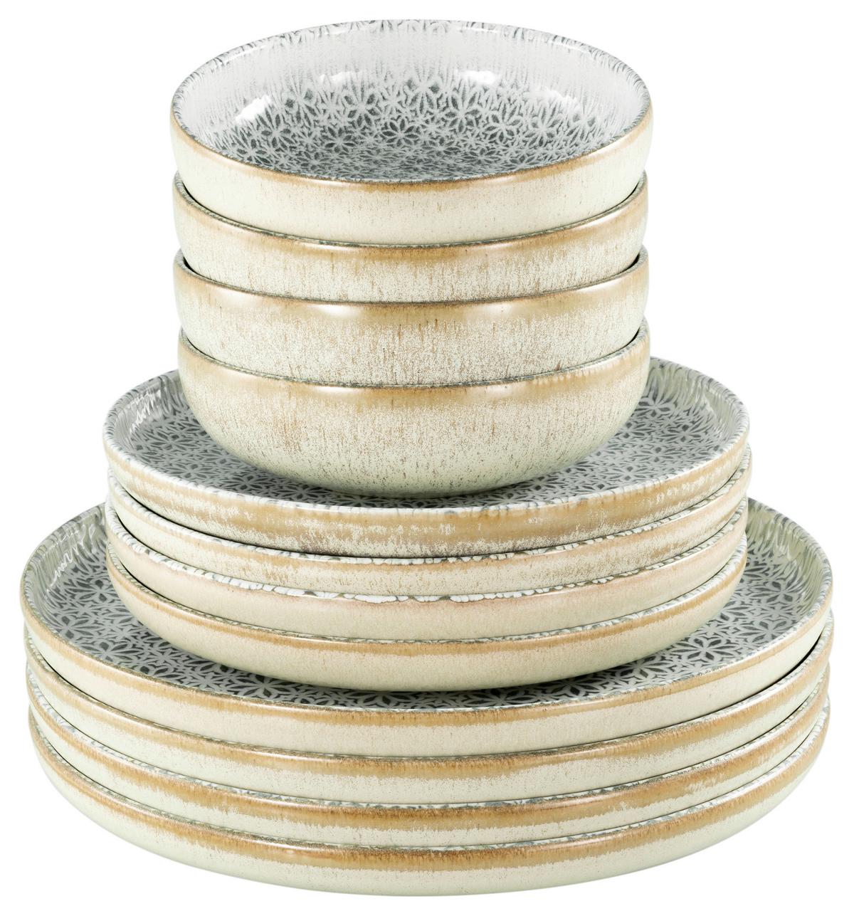 Jedilni Servis Emiliana Grey, 12-Delni - siva/krem barve, Basics, keramika - Creatable