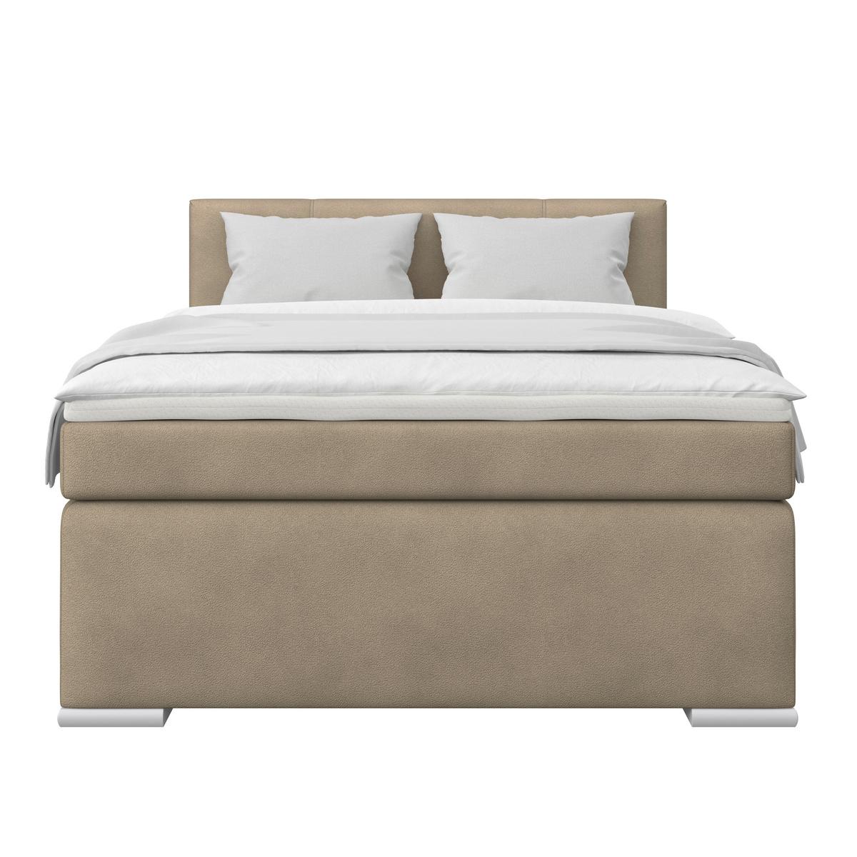 Boxspring Krevet Mira - srebrne boje/taupe, Konvencionalno, drvo/tekstil (120/200cm) - Best Price