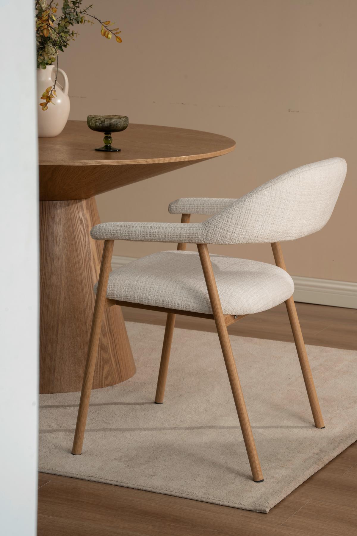 Armlehnstuhl Silke Eichefarben/Beige - Eichefarben/Beige, MODERN, Holz/Textil (57/78/60cm) - Mömax