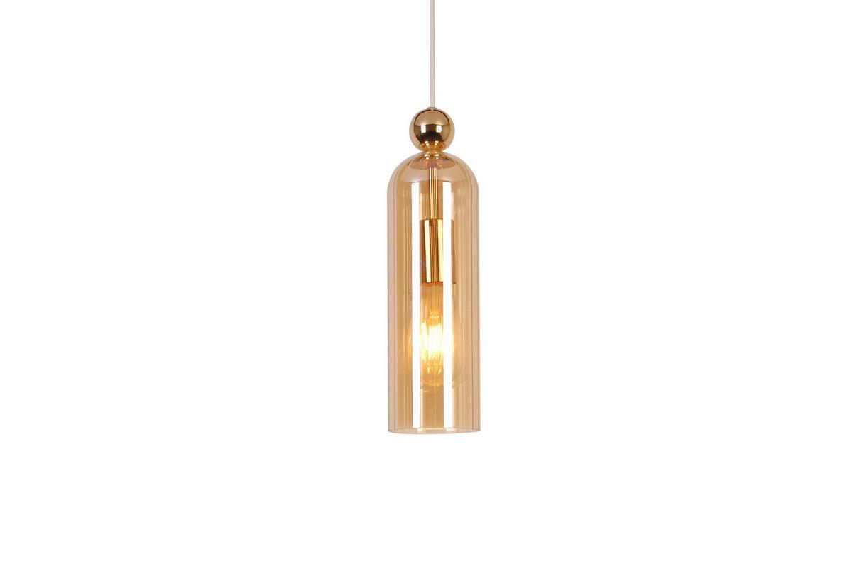 Hängeleuchte Dubai Bernsteinfarben max. 40 Watt - Bernsteinfarben, Trend, Glas/Metall (10/134,7cm) - Novel