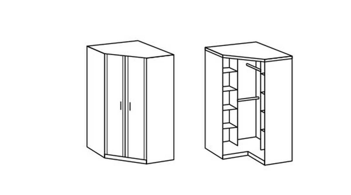 SZAFA NAROŻNA OSAKA - biały/kolor aluminiowy, Konventionell, materiał drewnopochodny/tworzywo sztuczne (95/198cm) - MID.YOU