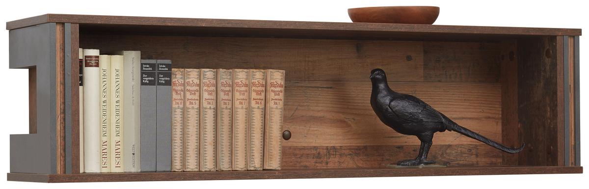 REGAŁ ŚCIENNY PIER - kolor piniowy/szary, Konventionell, materiał drewnopochodny (113/29/23cm) - Hom`in