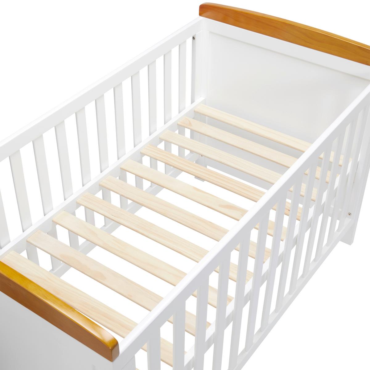 Gitterbett Lou Weiß ca. 70x140cm massivholz - Weiß/Kieferfarben, MODERN, Holz (144/75cm) - Bessagi Kids