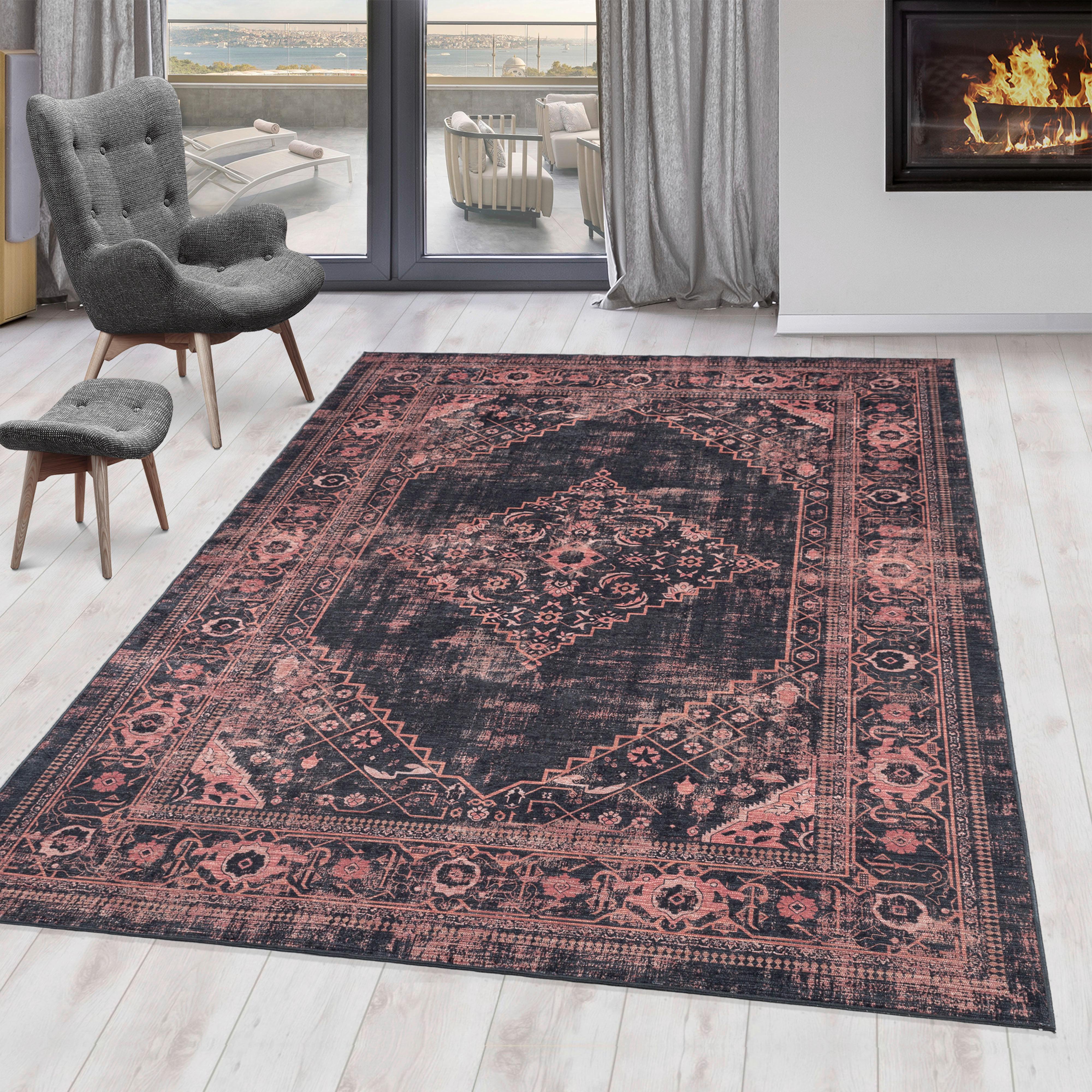 Flachwebeteppich Fiesta Rot/Schwarz ca. 80x150cm - Rot/Schwarz, Design, Textil (80/150cm) - Novel