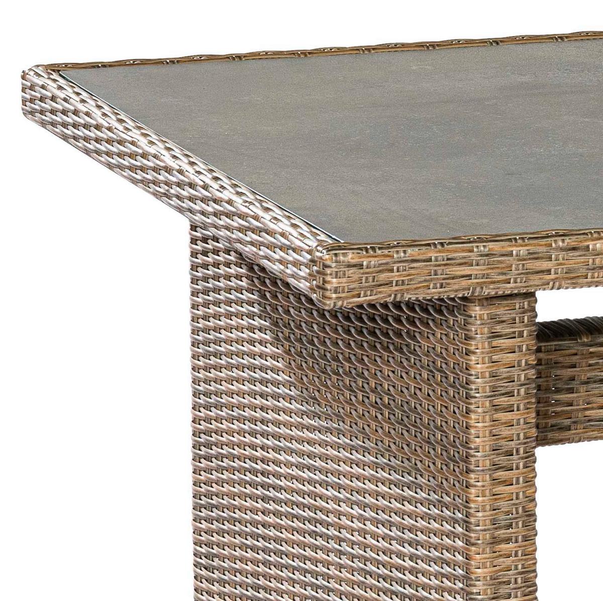 Gartentisch Metall/Kunststoff/ Glas L: 200 cm - Schieferfarben/Beige, KONVENTIONELL, Glas/Kunststoff (200/100/74cm) - Gardenson