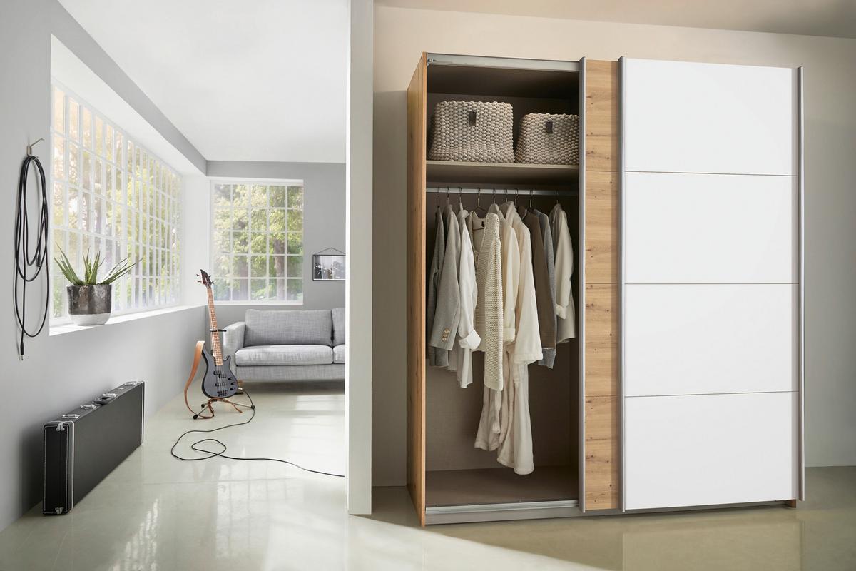Ormar S Kliznim Vratima Subito - bijela/hrast Artisan, Moderno, drvni materijal/metal (181/197/61cm) - Modern Living