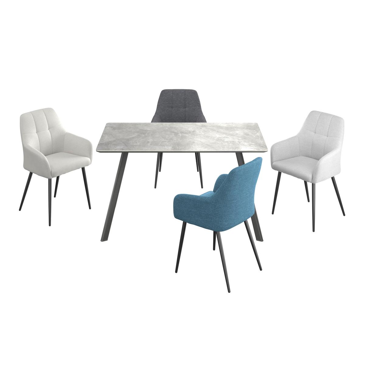 Jedilna Miza George, Črna, Siva, 140x80 - siva/črna, Konvencionalno, kovina/leseni material (140/76/80cm) - Mömax