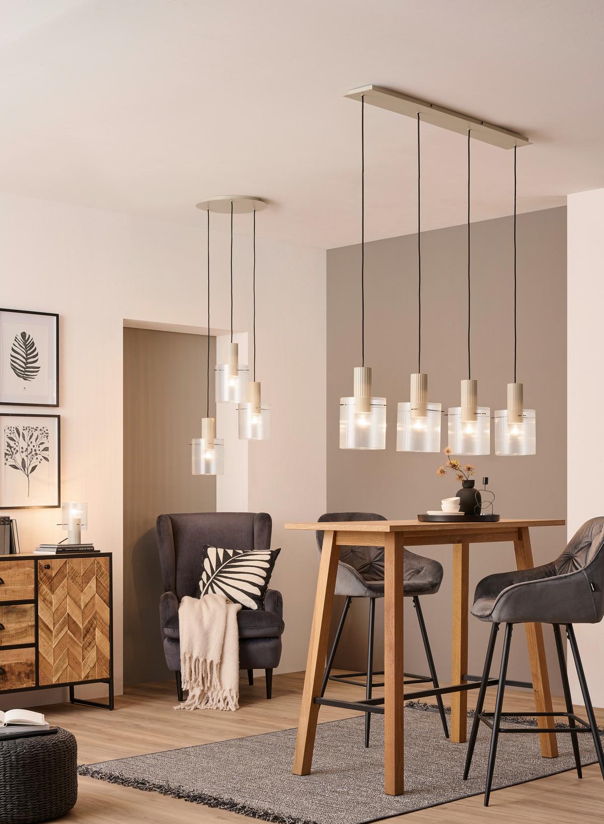 LAMPA WISZĄCA 70138A09 GÖTEBORG - beżowy/przezroczysty, Konventionell, metal/szkło (123/18/150cm) - Dieter Knoll