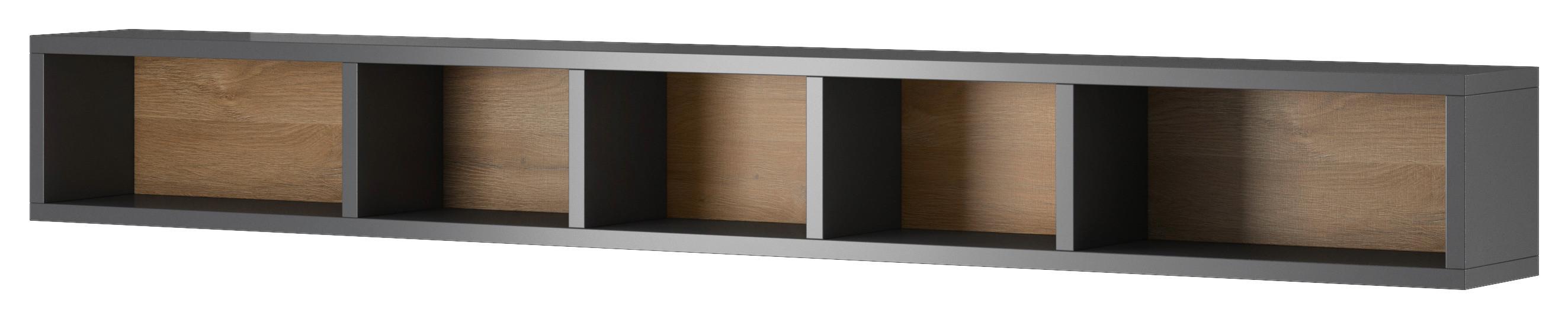 Falipolc Toledo - tölgyfa színű/antracit, Modern, faalapú anyag (169/21/19cm)