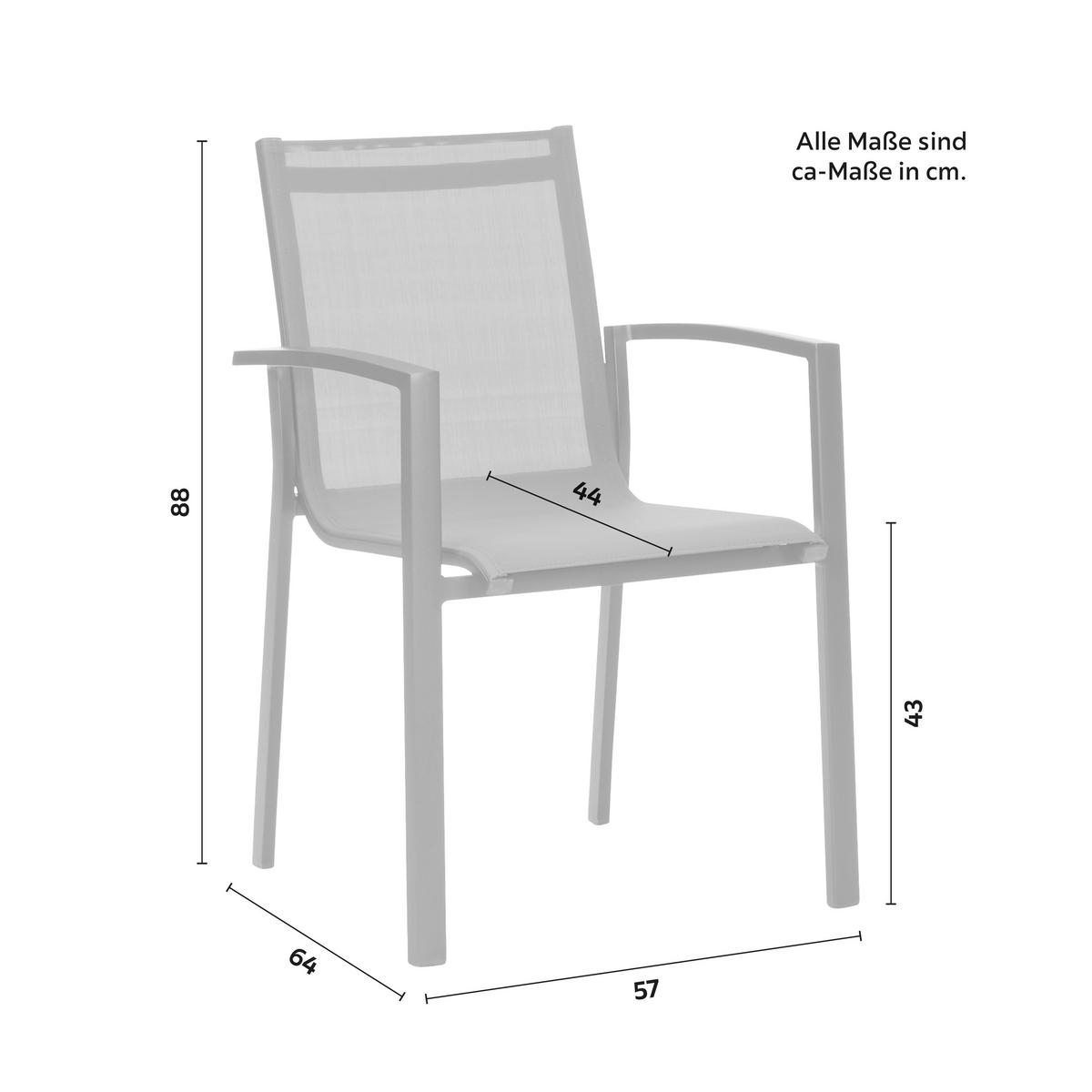 Gartenstuhl Anzio in Schwarz/Dunkelgrau - Dunkelgrau/Schwarz, Modern, Textil/Metall (57/87,5/63,5cm) - Mömax
