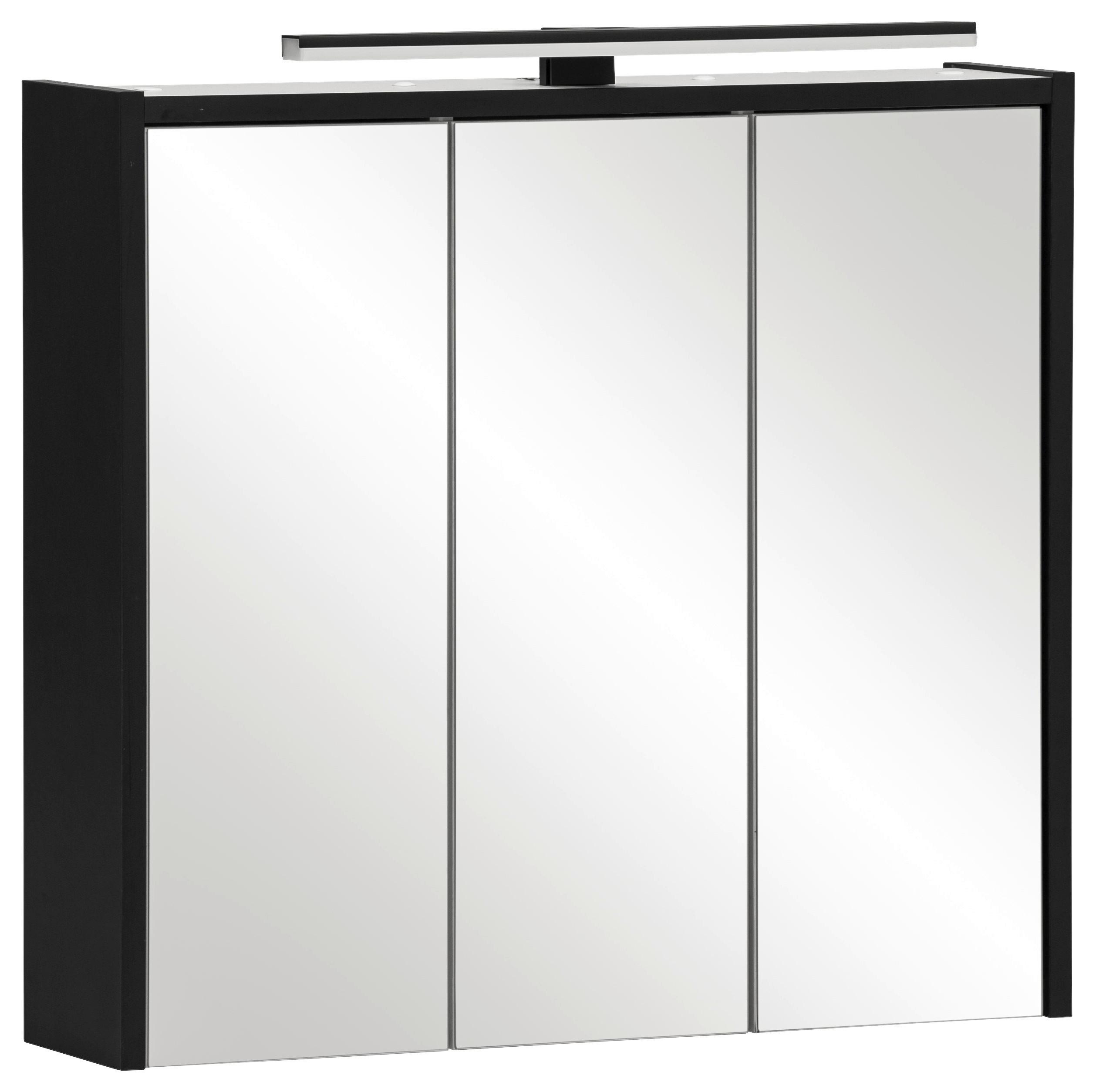Omara Z Ogledalom Emmik, Črna - črna, Moderno, steklo/leseni material (65/62,7/16cm) - Stylife