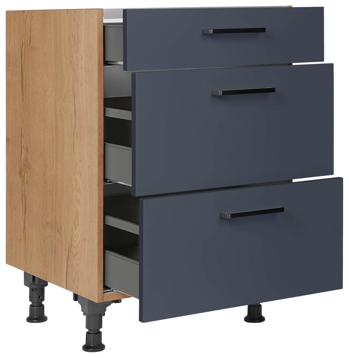 Kochfeldumbauschrank Easytouch Blau - Blau/Eichefarben, MODERN, Holzwerkstoff/Metall (60,0/87,0/56,0cm) - Nobilia