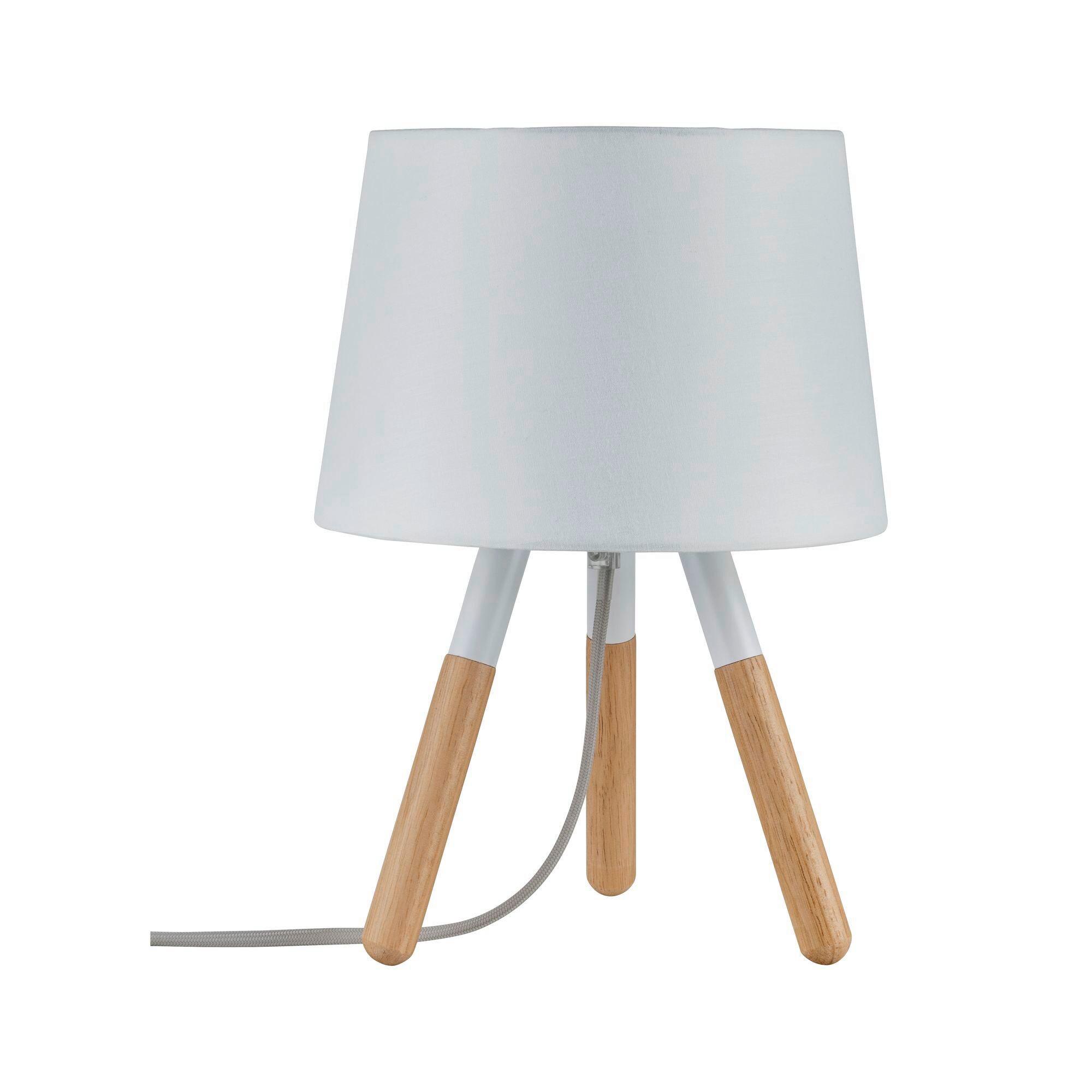 Tischleuchte Berit in Braun/Weiß max. 20 Watt - Braun/Weiß, Design, Holz/Textil (22,0/31,5cm) - Paulmann