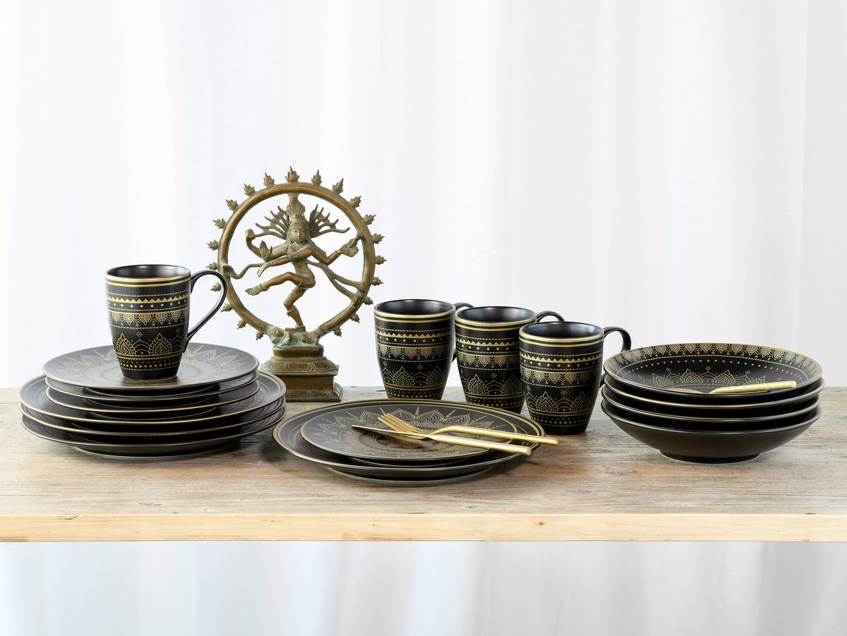 Kombinirani Servis Mandala, 16-Delni - zlate barve/črna, keramika - Creatable