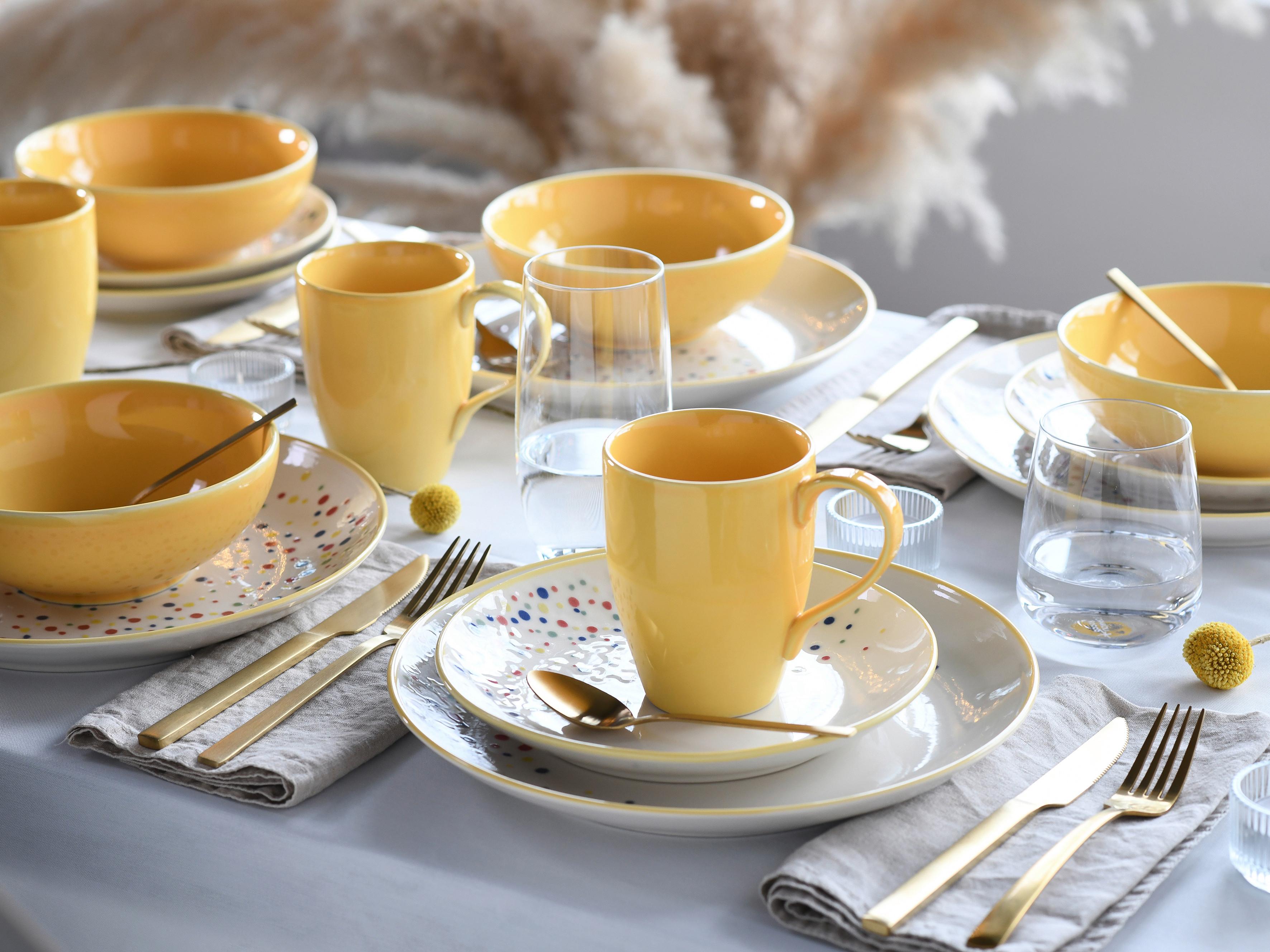 Kombinirani Servis Joy Yellow, 16-Delni - rumena/krem barve, Basics, keramika - Creatable