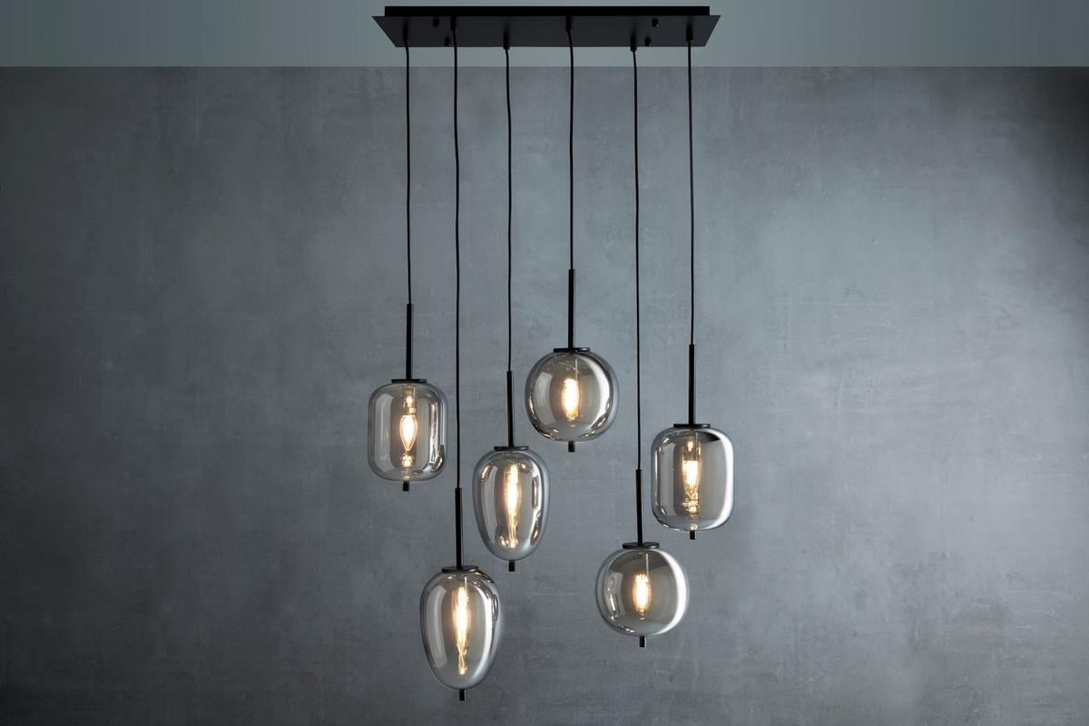 Hängeleuchte Jeanette max. 40 Watt - Schwarz, Modern, Glas/Metall (80/34/120cm) - Premium Living
