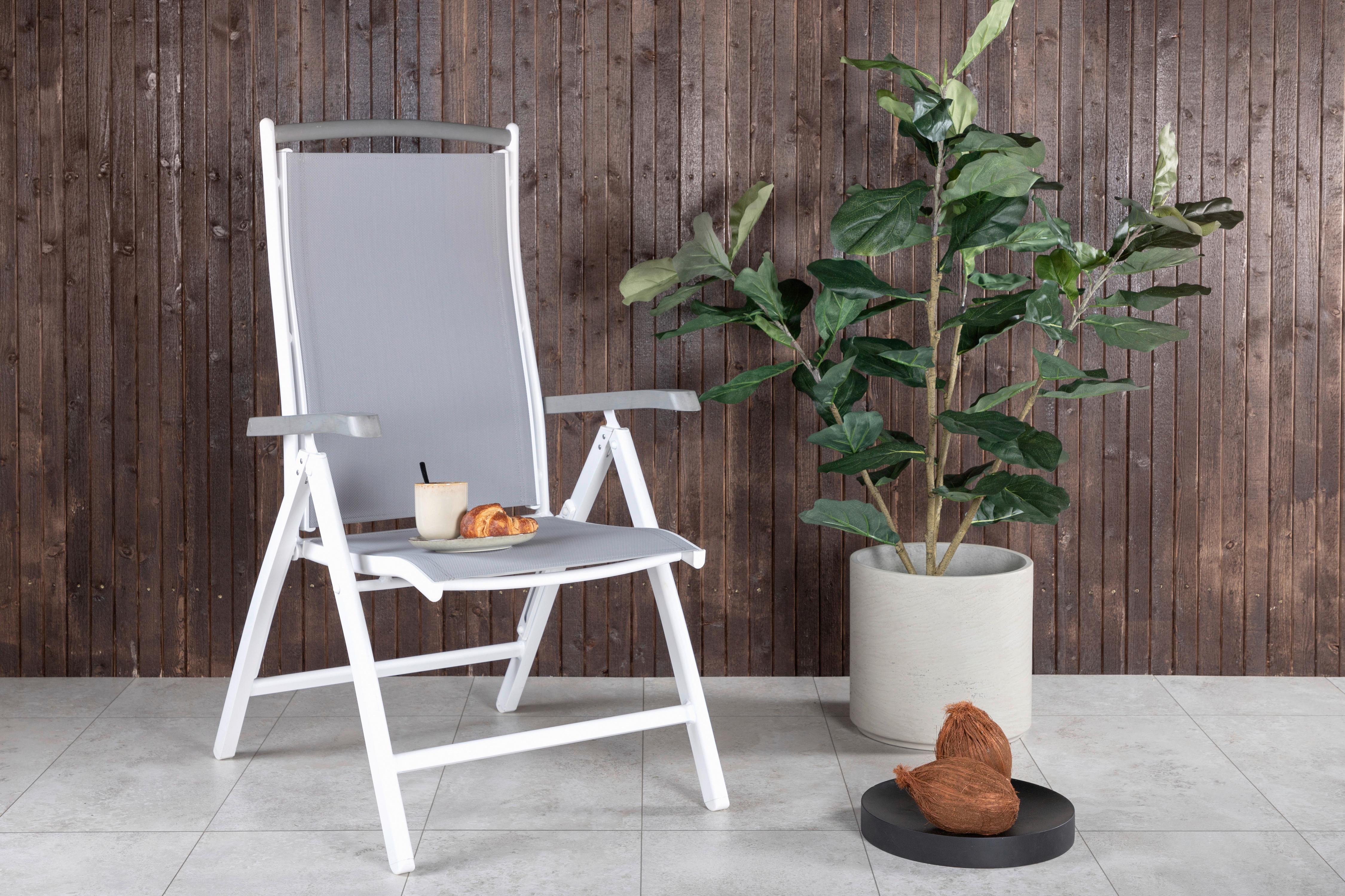 Gartensessel-2er Set Albany ca. 60x110x60 cm Weiß/Grau - Weiß/Grau, KONVENTIONELL, Metall (60/110/60cm) - Gardenson
