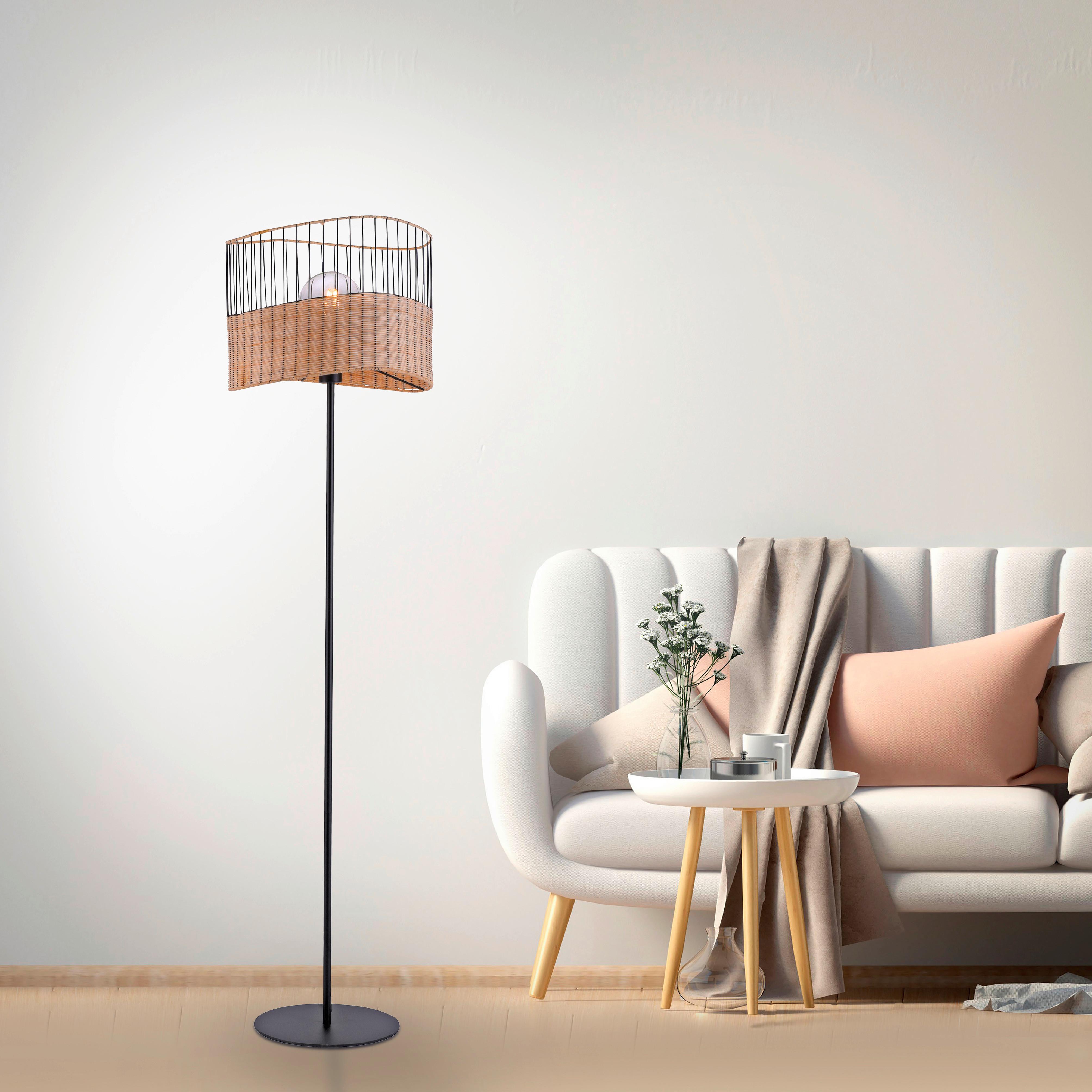 Stehleuchte Reed in Schwarz max. 60 Watt - Schwarz, MODERN, Kunststoff/Metall (39/39/152cm)