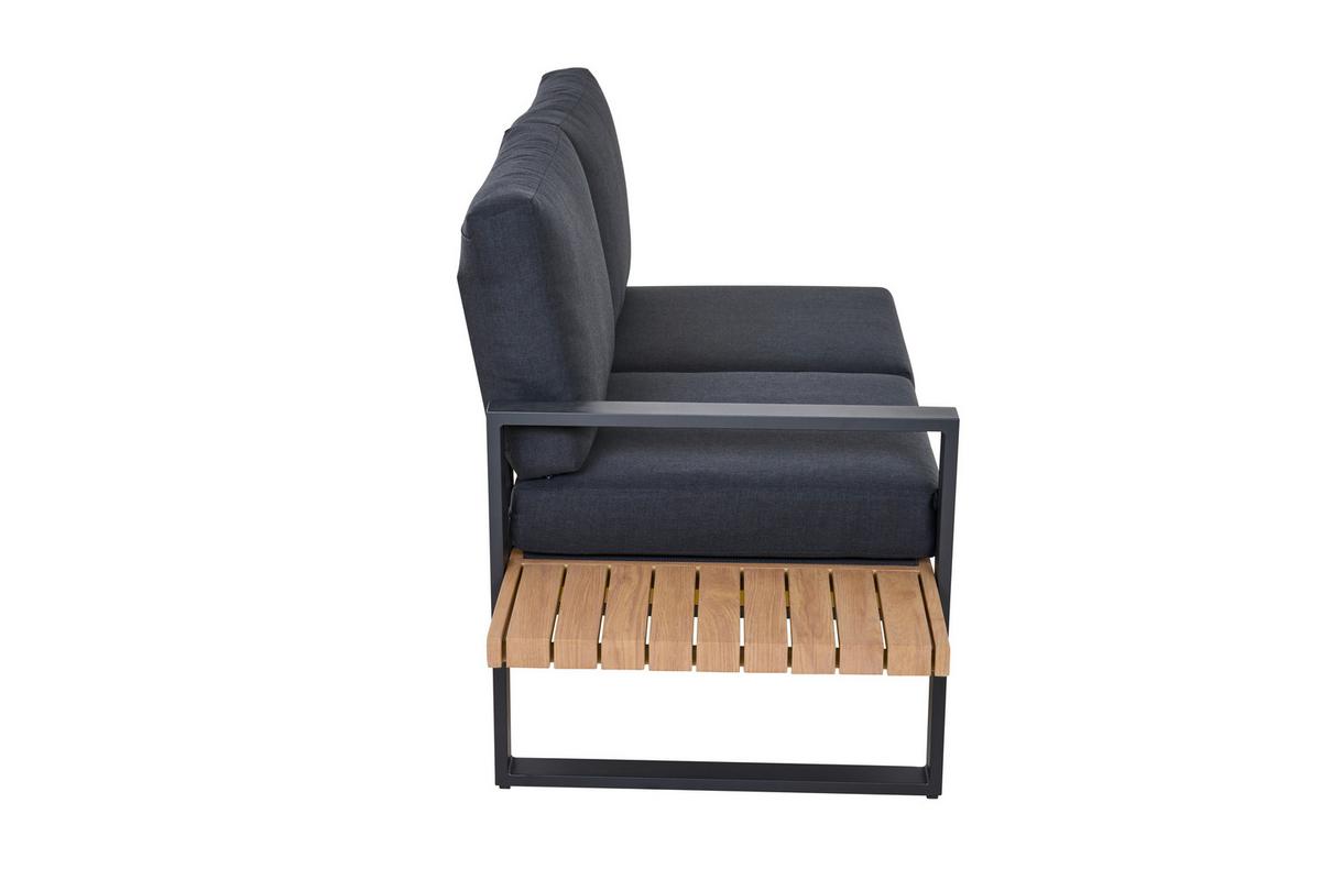 Loungegarnitur Bari Anthrazit/Teakfarben - Anthrazit/Teakfarben, Basics, Textil/Metall (73,5/78,5/155cm) - Siena Garden