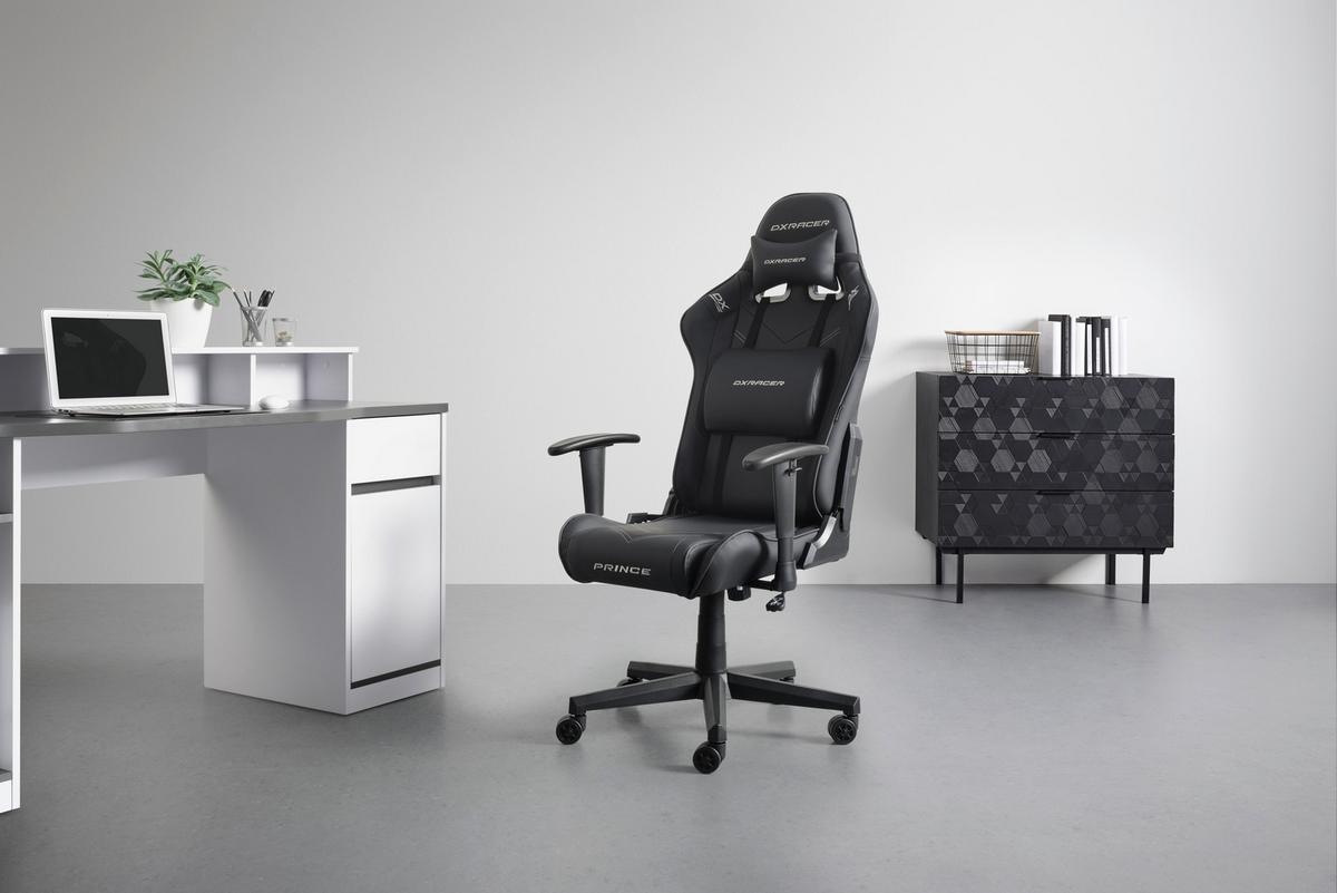 Gamingstuhl Prince in Schwarz - Schwarz/Weiß, MODERN, Kunststoff/Textil (67/126/67cm) - Dxracer