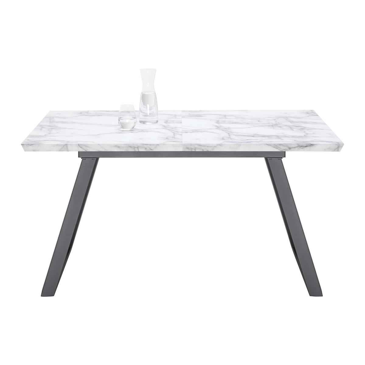 Ausziehtisch Luigi Marmoroptik ca. 180x80x76cm - Schwarz/Weiß, MODERN, Holzwerkstoff/Metall (140-180/80/76cm) - Bessagi Home