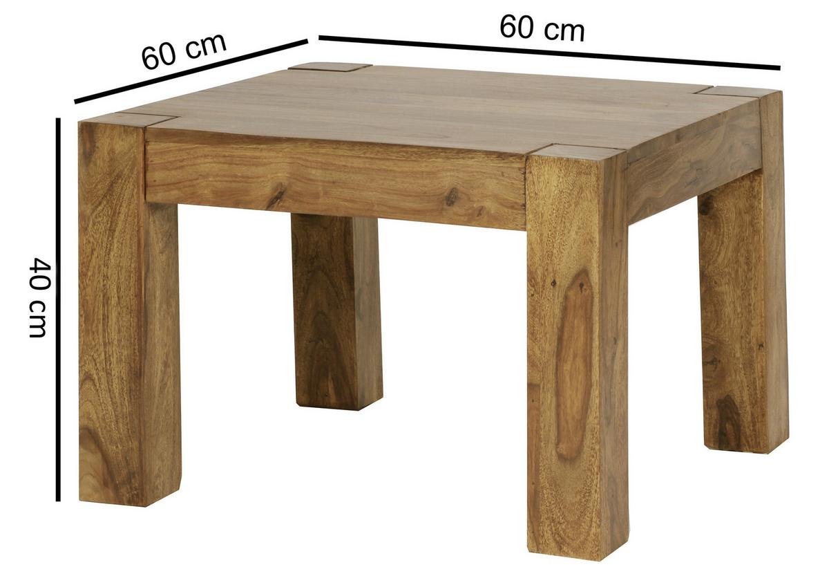 Couchtisch "Mumbai" ca. 60x60 cm, aus Sheesham - Sheeshamfarben, Design, Holz (60/60/40cm) - MID.YOU