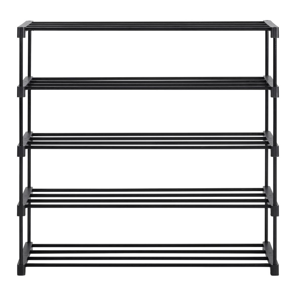 Schuhregal Grando Schwarz - Schwarz, Konventionell, Kunststoff/Metall (94/194/30cm) - Based