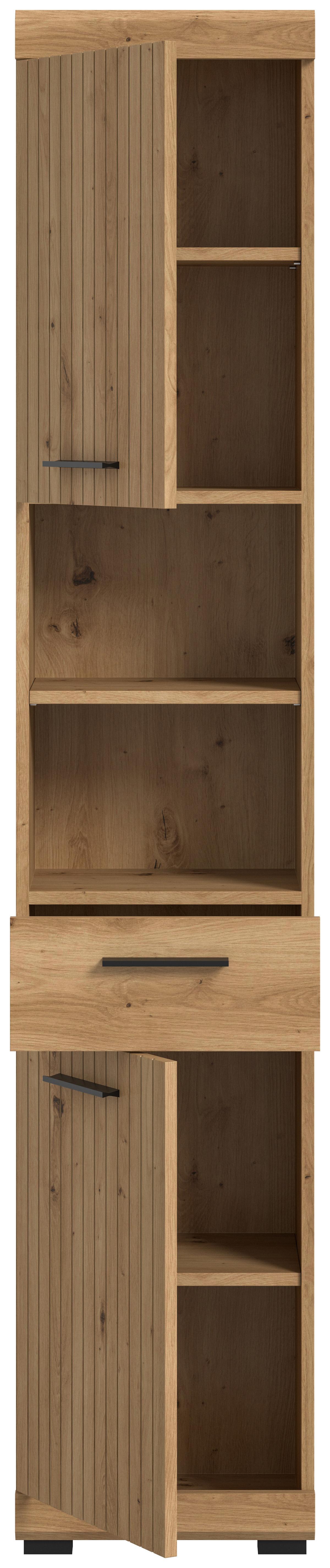 Hochschrank Scout Eiche Artisan - Schwarz/Eiche Artisan, Trend, Holzwerkstoff/Kunststoff (37/191/31cm) - MID.YOU