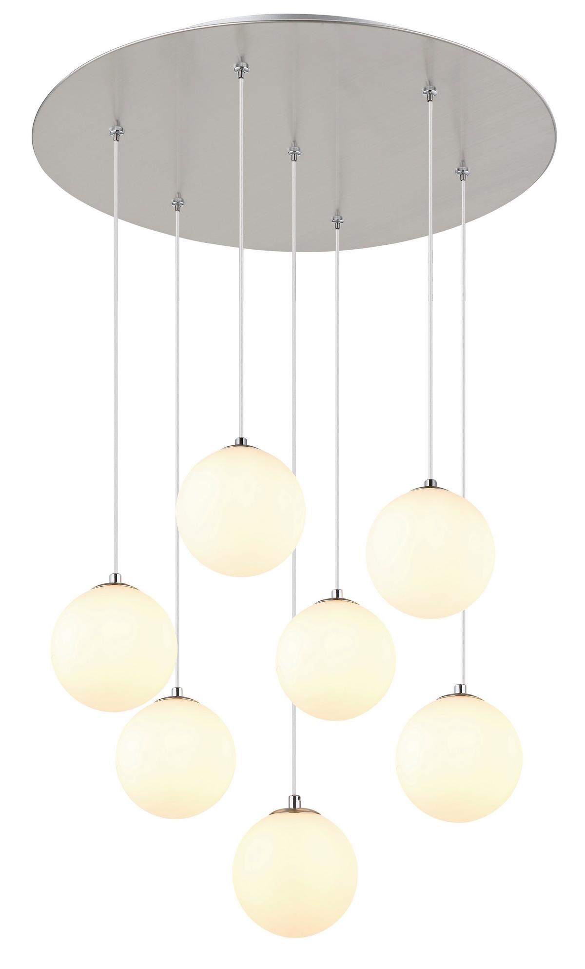 Led Viseća Svjetiljka Riha - bijela/boje nikla, Design, staklo/metal (55/120cm) - Globo