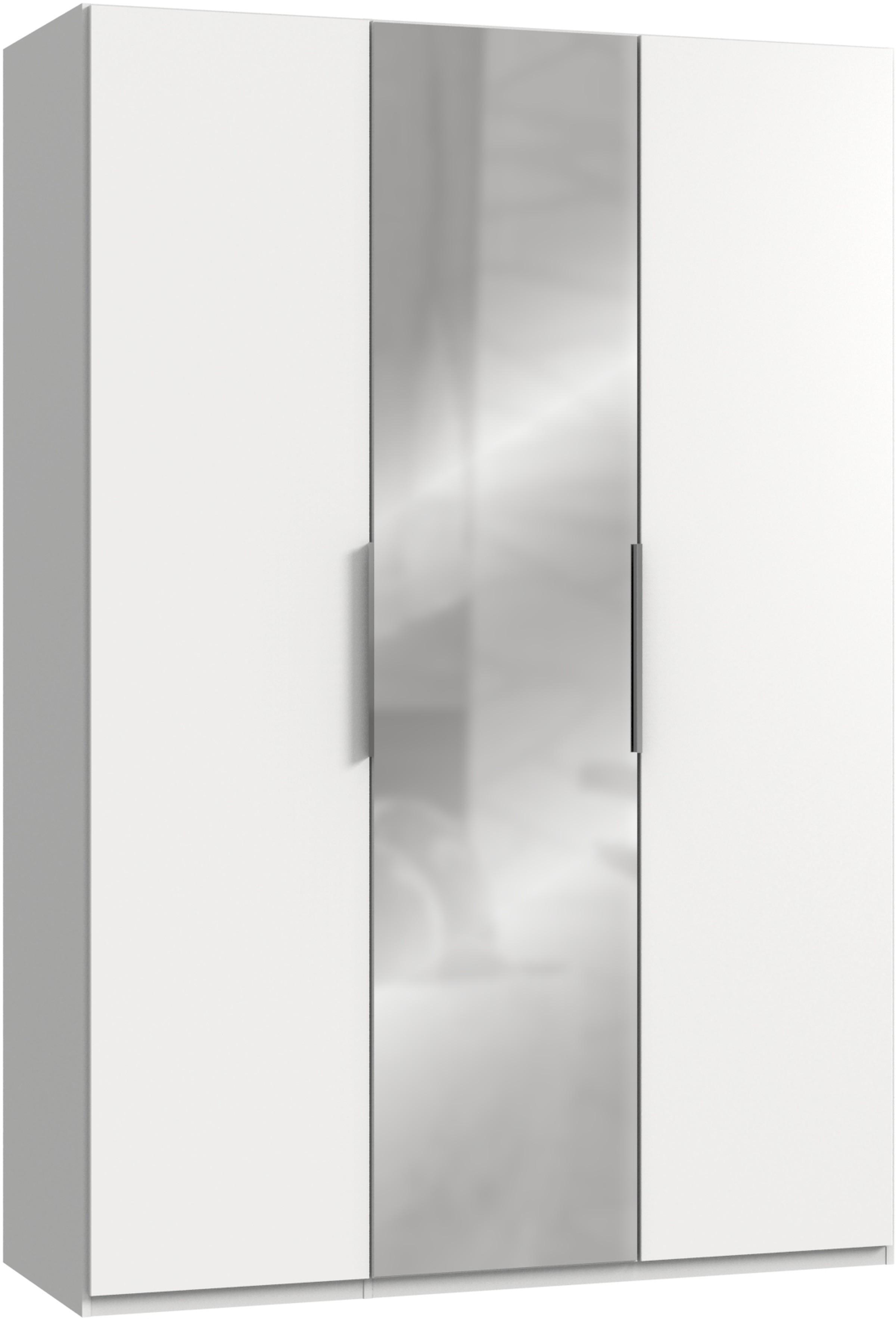 Drehtürenschrank Level 36A mit Spiegel ca. 150 cm Weiß - Chromfarben/Weiß, MODERN, Glas/Holzwerkstoff (150/216/58cm) - MID.YOU