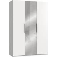 Drehtürenschrank Level 36A mit Spiegel ca. 150 cm Weiß - Chromfarben/Weiß, MODERN, Glas/Holzwerkstoff (150/216/58cm) - MID.YOU
