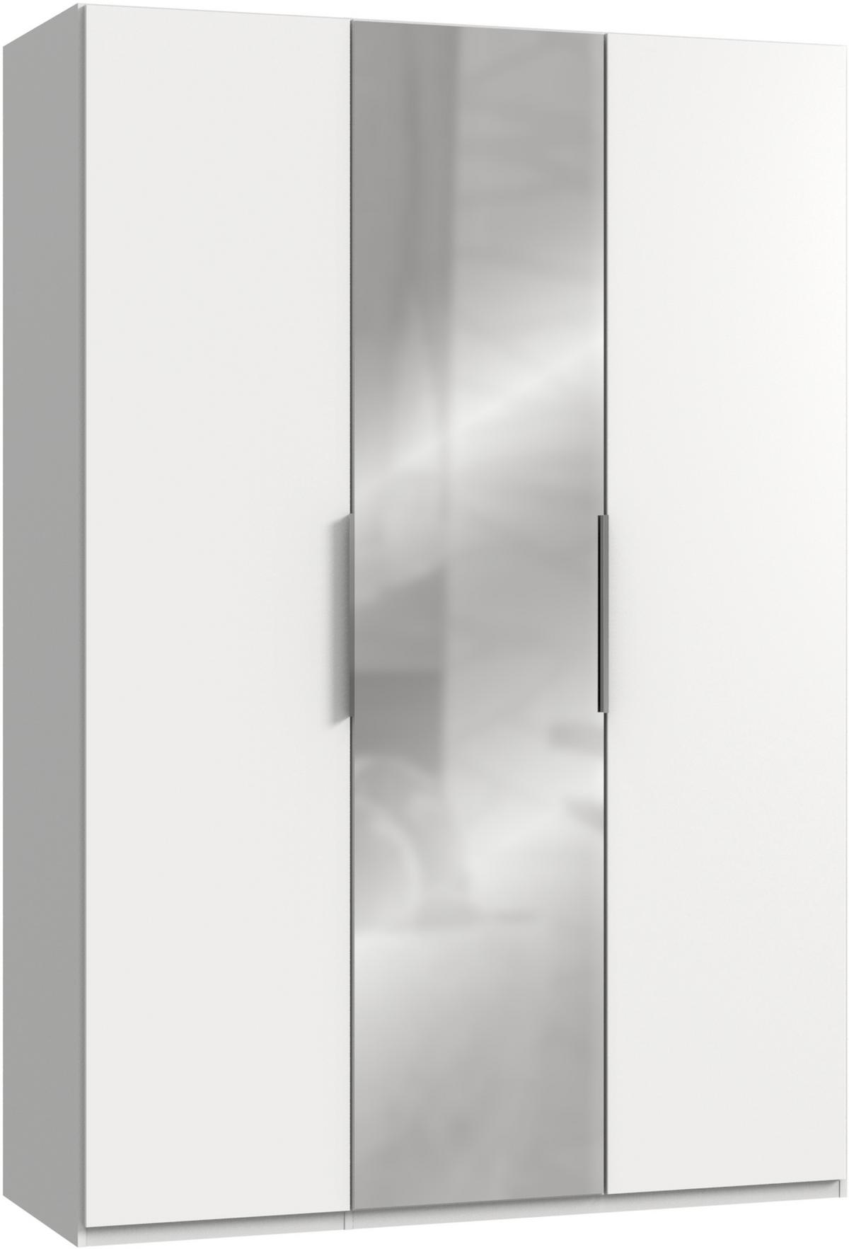 Drehtürenschrank Level 36A mit Spiegel ca. 150 cm Weiß - Chromfarben/Weiß, MODERN, Glas/Holzwerkstoff (150/216/58cm) - MID.YOU
