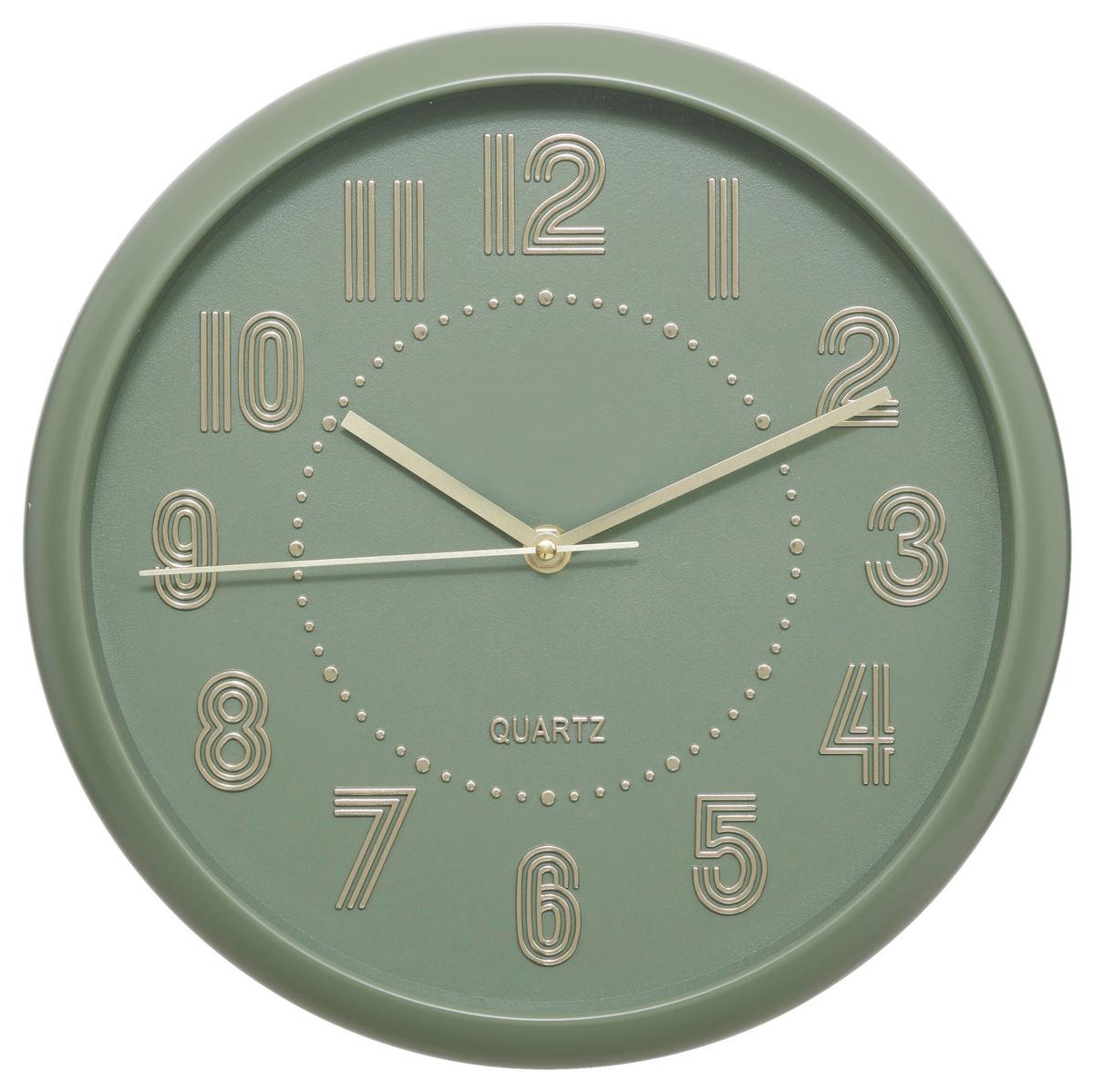 Wanduhr Calmo Olivgrün - Olivgrün, Glas/Kunststoff (30,5/4,3cm) - Mömax