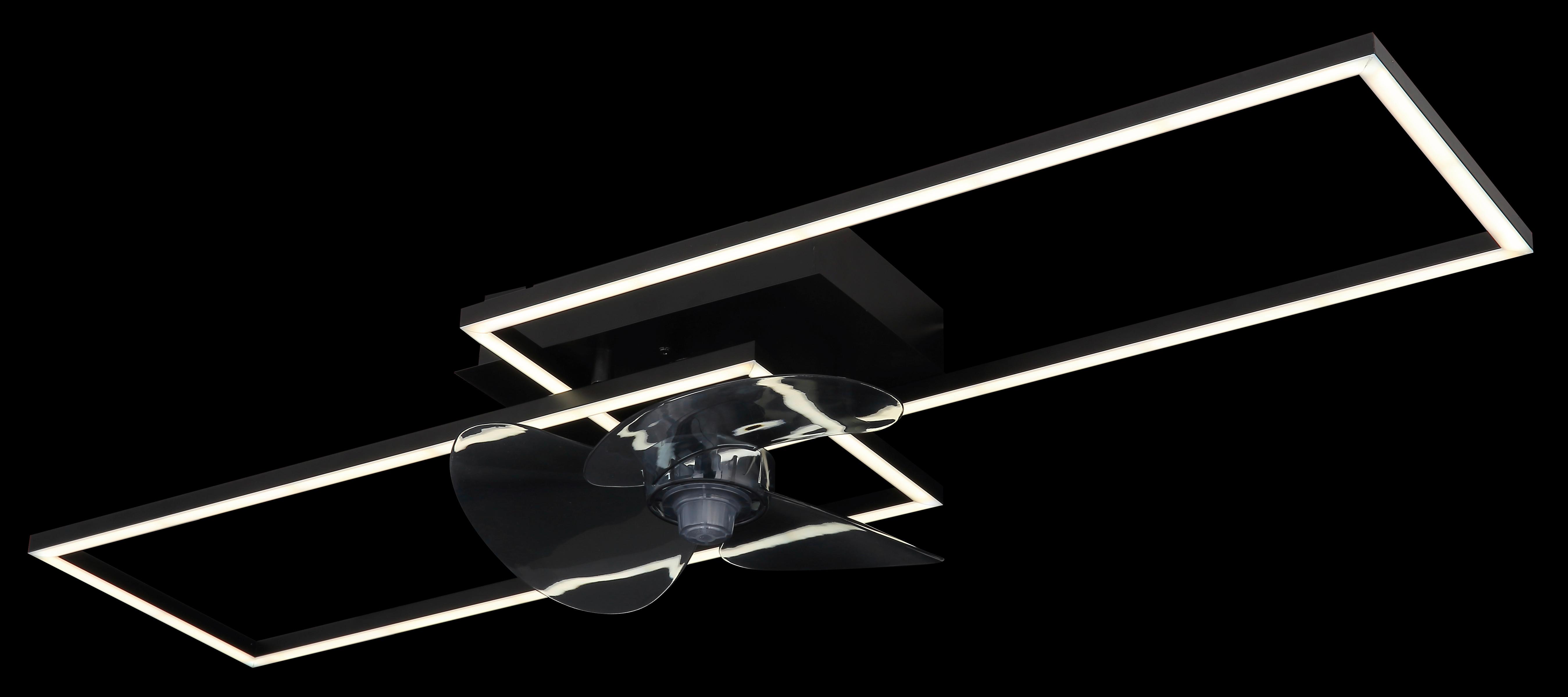 Deckenventilator Tatjana Opal/Schwarz/Grau - Opal/Schwarz, Design, Kunststoff/Metall (90/30/15cm) - Globo